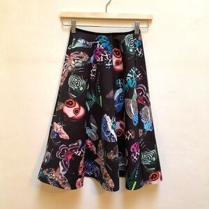 H&M Butterfly Print Flare Skirt